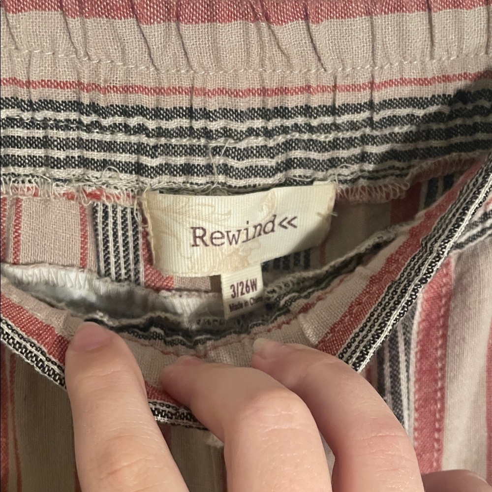Women’s Rewind Boho Striped Multicolor Linen Wide-Leg Pants Size 3/27 - Picture 4 of 7